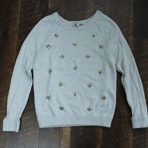 LOFT Embellished Grey Sweater